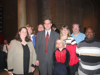 Peggy Welch with Matt Pierce and representatives of Stone Belt