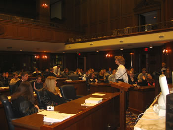 Peggy Welch speaking to Eastern Greene High School seniors