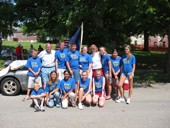July 2004:  Peggy and her volunteers enjoyed the Bloomington 4th of July Parade.