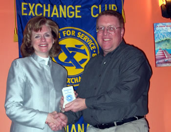 Peggy meets with Kenny Williams, President of the Exchange Club of Elletsville
